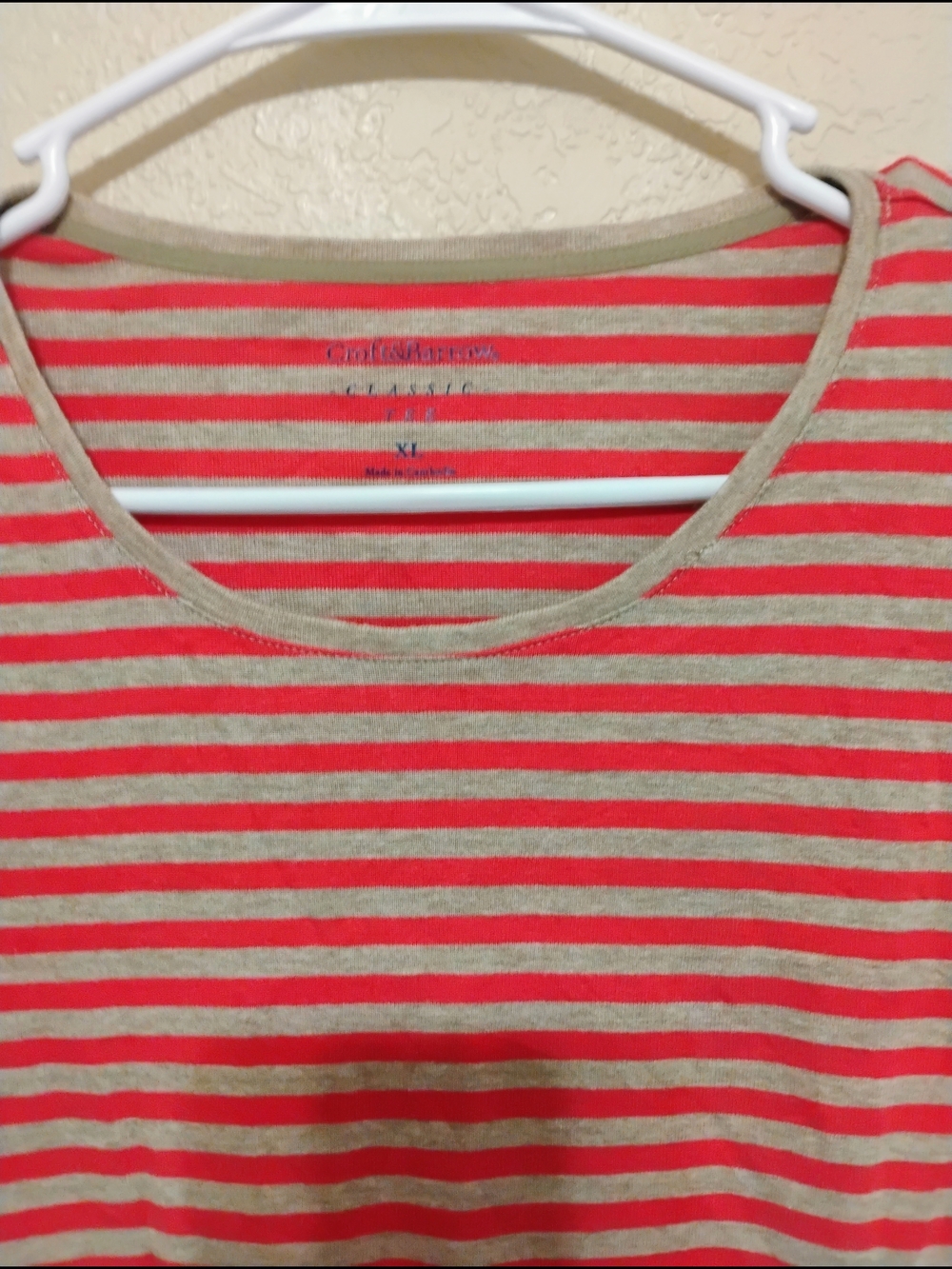 Croft & Barrow XL Pink Beige Striped Long Sleeve Crew Neck Tee - Picture 2 of 6
